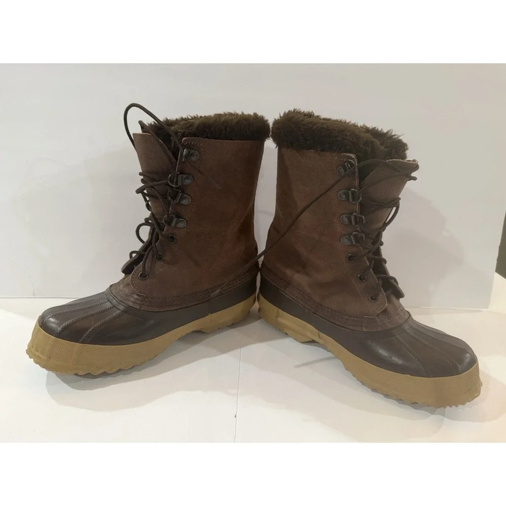 Vintage Eddie Bauer by SOREL Duck Boots Brown Suede Wool Lined Made Canada 6